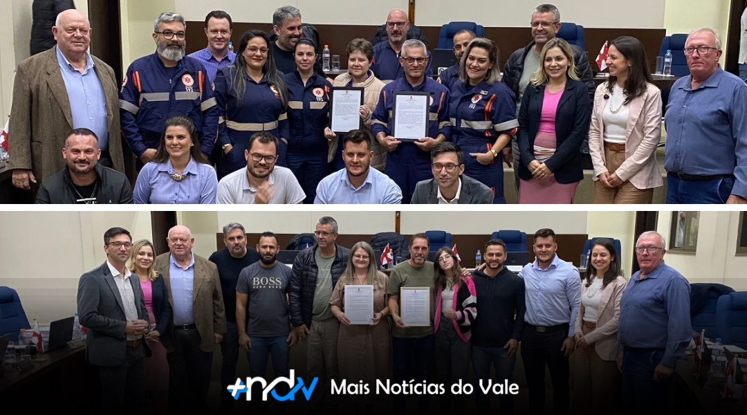 Câmara de Indaial entrega moções de aplausos a Serralheria 25 de Janeiro e socorrista do SAMU