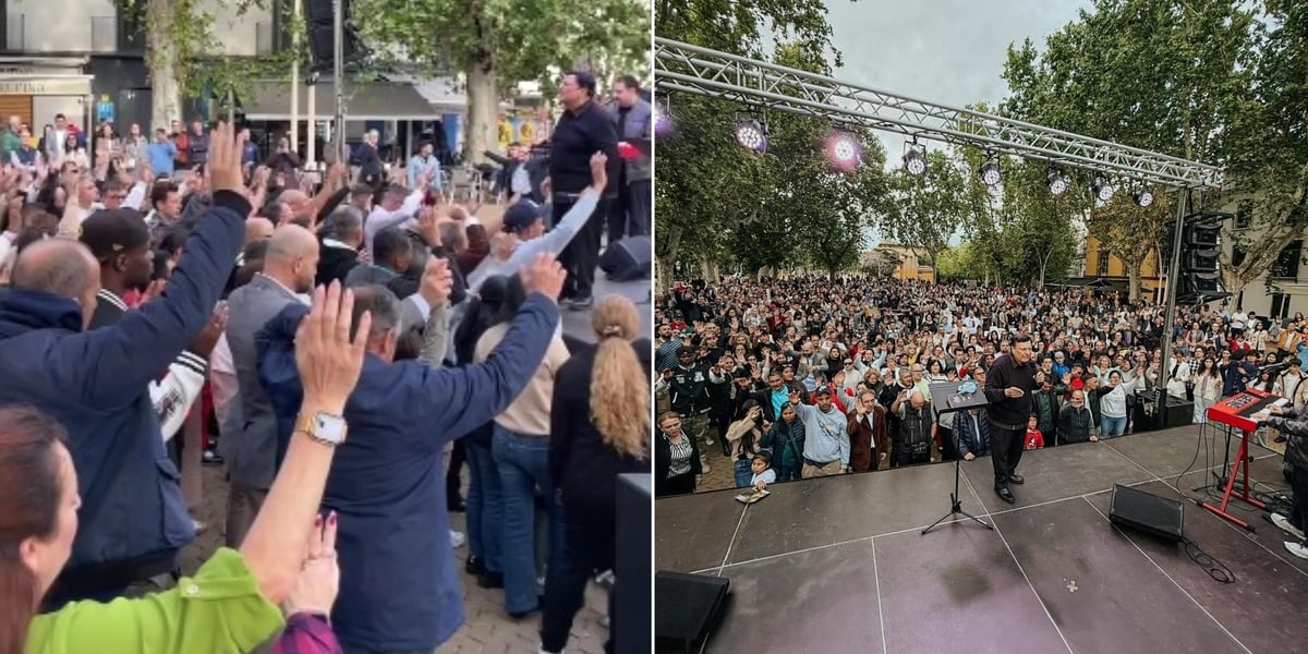 Pessoas aceitam Jesus em culto na praça na Espanha: “Há 40 anos não víamos isso”