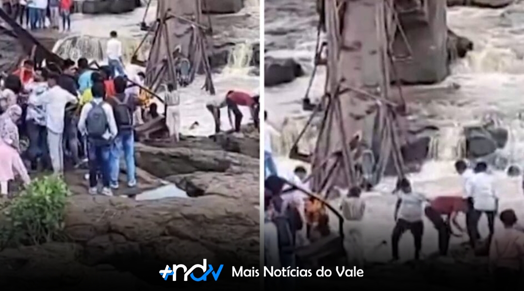Ponte desaba na Índia e deixa ao menos dois mortos e dezenas de feridos