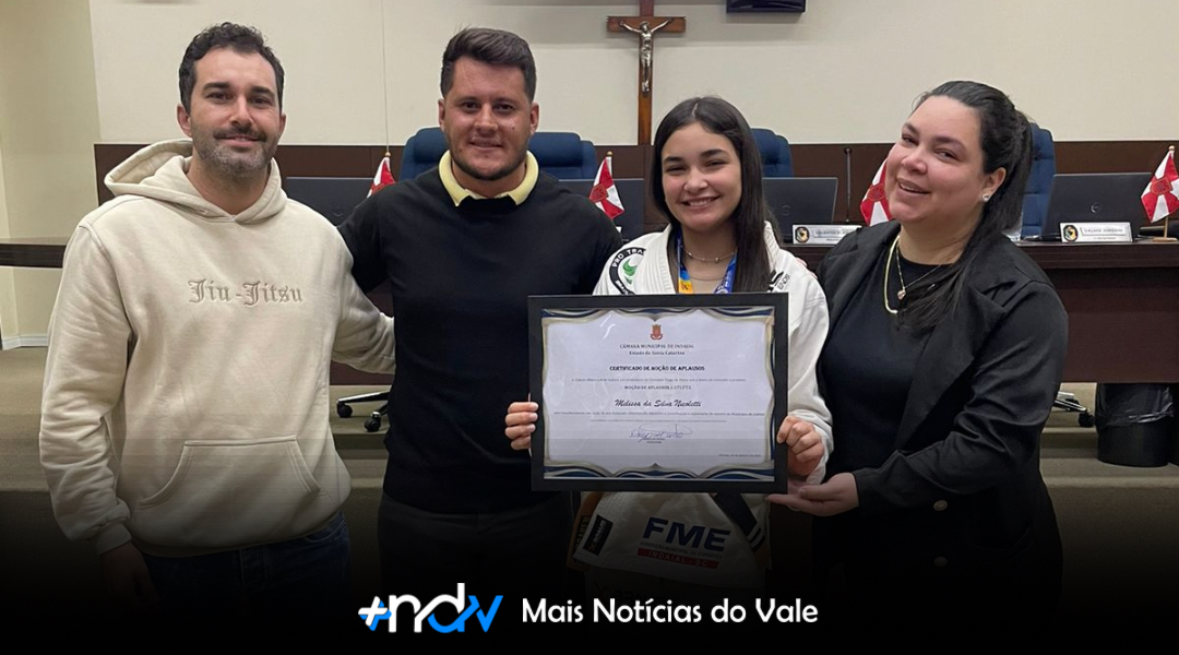 Câmara de Indaial aprova por unanimidade Moção de Aplausos à atleta Melissa Nicoletti