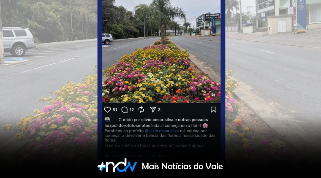 Ex-prefeito Luiz Polidoro elogia publicamente o prefeito Silvio e destaca retomada da beleza urbana em Indaial