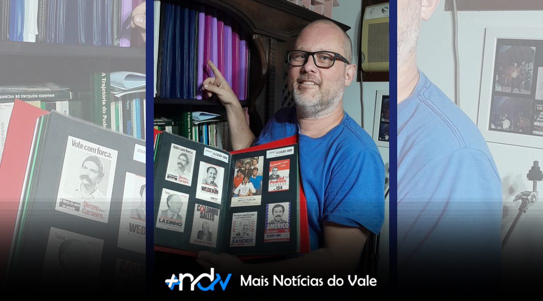 Colecionador de Brusque guarda santinhos raros e materiais políticos desde 1945