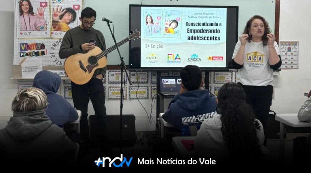 Projeto Vamos Prevenir: “Marcas Somente de Amor” vai conscientizar adolescentes sobre violência em Indaial