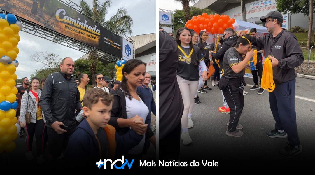 Cerca de 250 pessoas participaram da Caminhada Maio Amarelo em Indaial