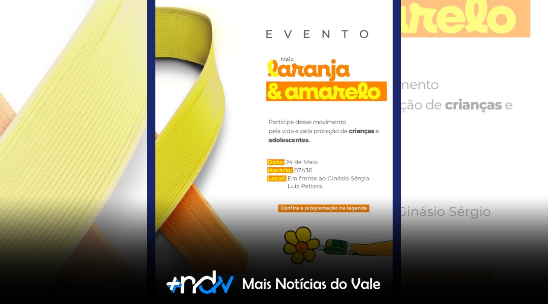 Evento une Maio Amarelo e Maio Laranja com caminhada e ações gratuitas em Indaial