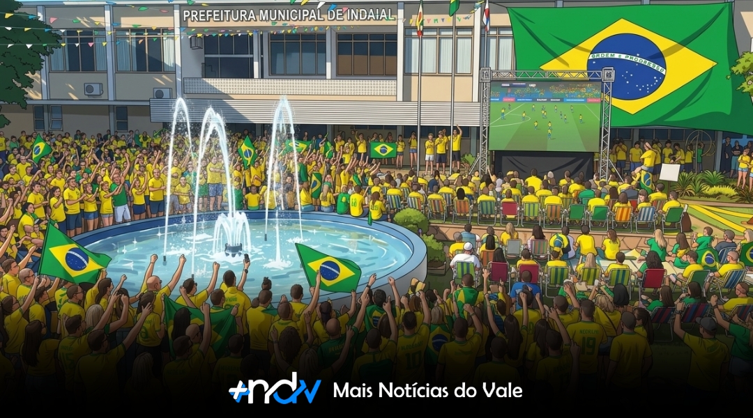 Praça da Prefeitura terá telão para transmissão do jogo do Brasil em Indaial