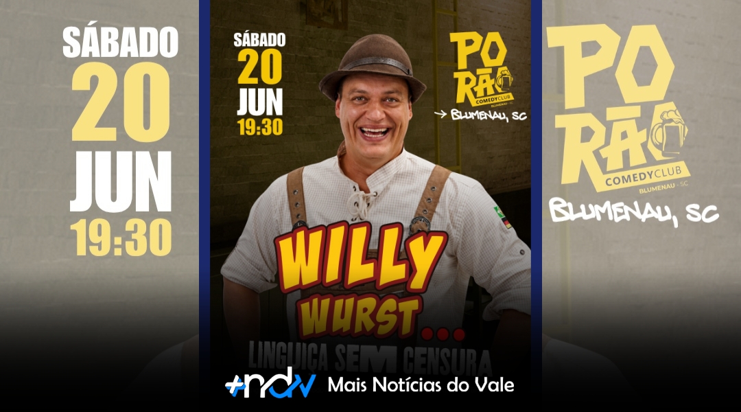 Porão Comedy recebe espetáculo irreverente de Willy Wurst neste fim de semana