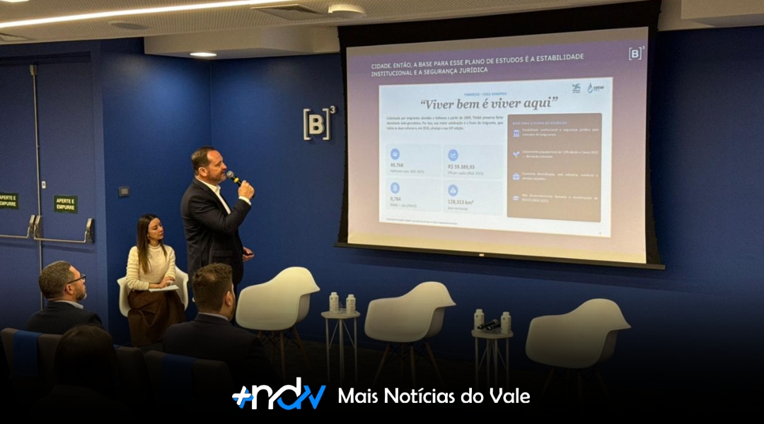 Prefeito Flávio Buzzi apresenta Timbó a investidores na B3, em São Paulo