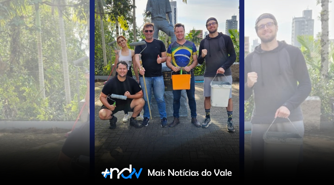 Vereador Lucio e voluntários realizam limpeza e pintura de praça no bairro Rio Morto