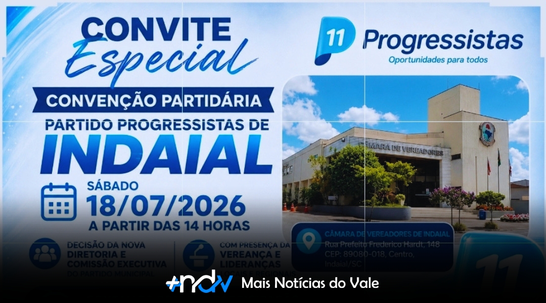 Convenção do Progressistas em Indaial terá eleição interna e presença de Angela Amin