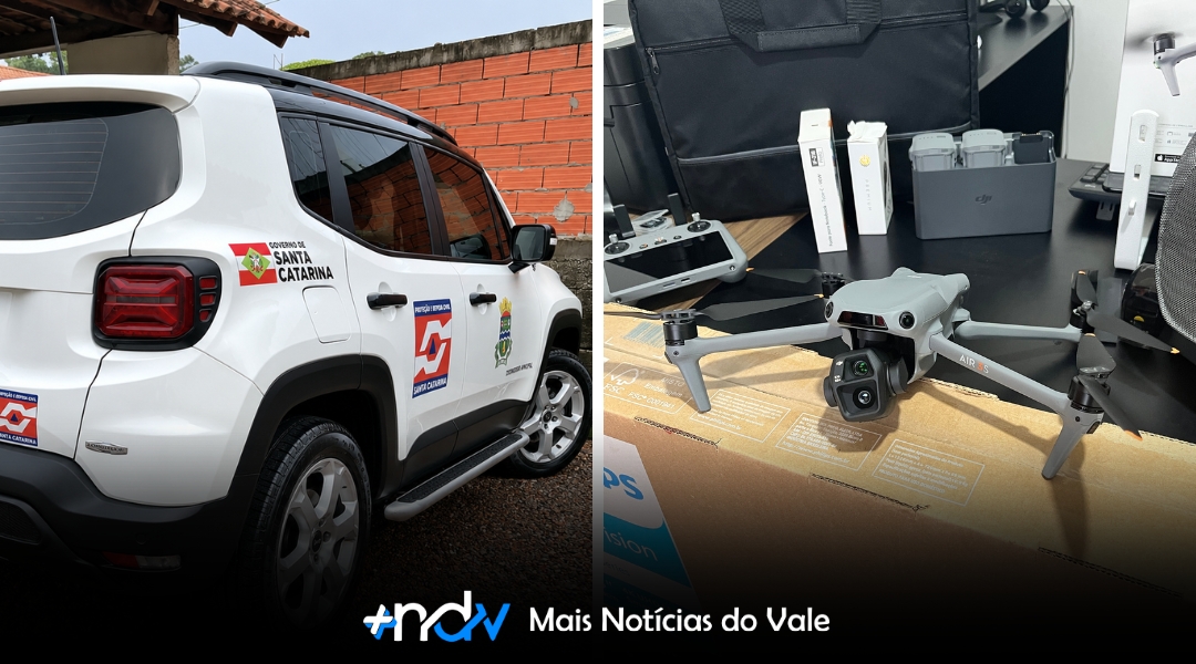 Defesa Civil de Apiúna recebe drone, veículo e novos equipamentos do Governo do Estado