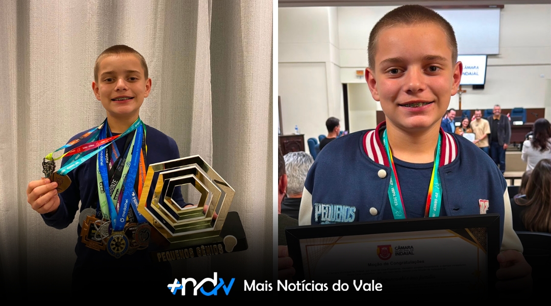 Talento de Indaial é homenageado na Câmara e conquista ouro em Olimpíada Nacional